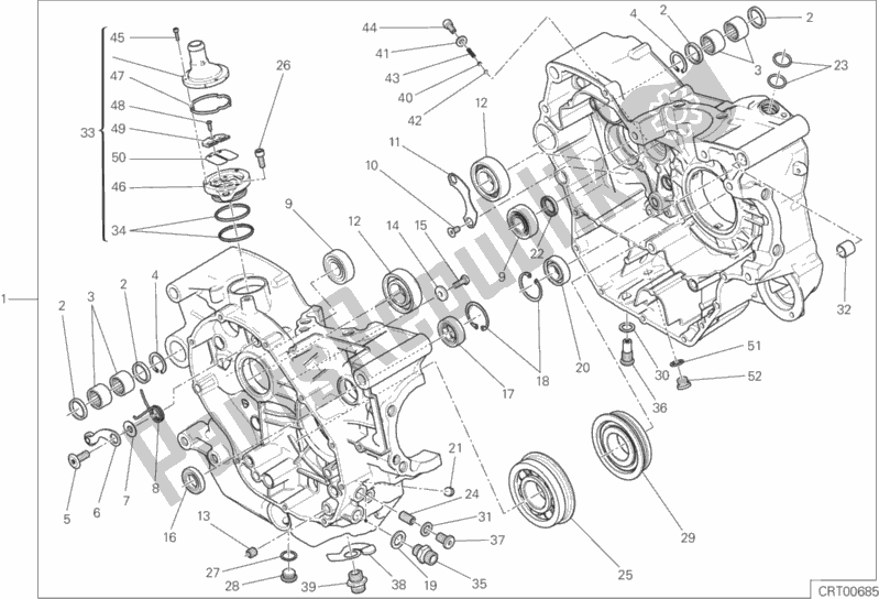 Alle onderdelen voor de Compleet Paar Halve Carters van de Ducati Scrambler Cafe Racer USA 803 2017